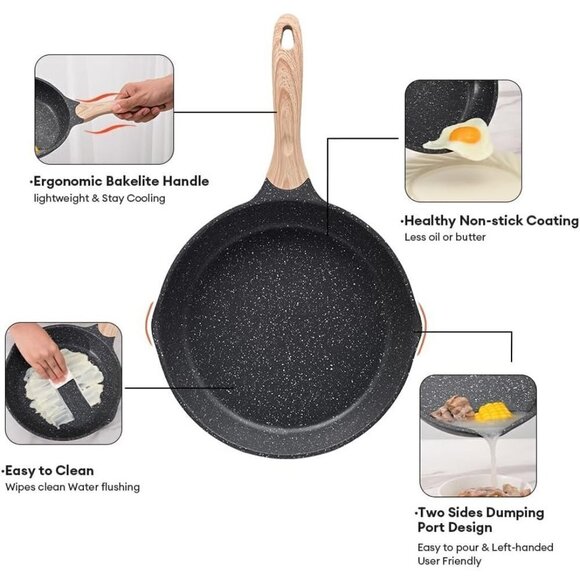8 inch Nonstick  Frying Pan Granite Stone Coating Cookware Nonstick Omelette - Picture 5 of 8